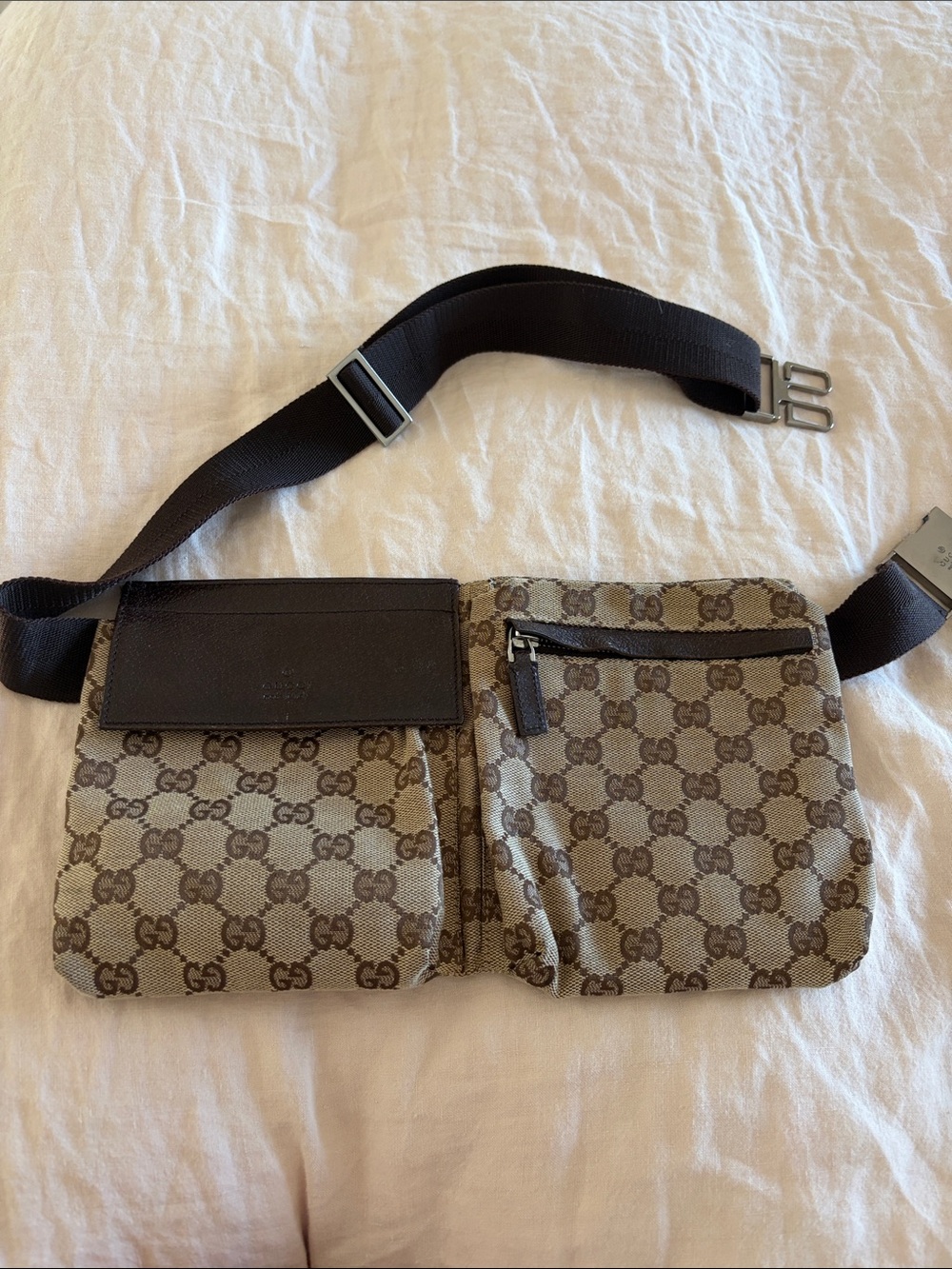 Vintage Gucci authentic canvas Brown belt Bag